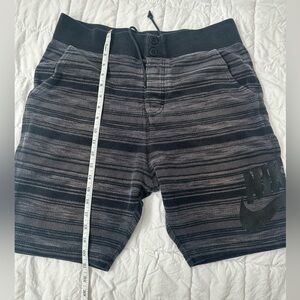 Nike Men's Black Striped Sweat Heavy Black Gray Shorts